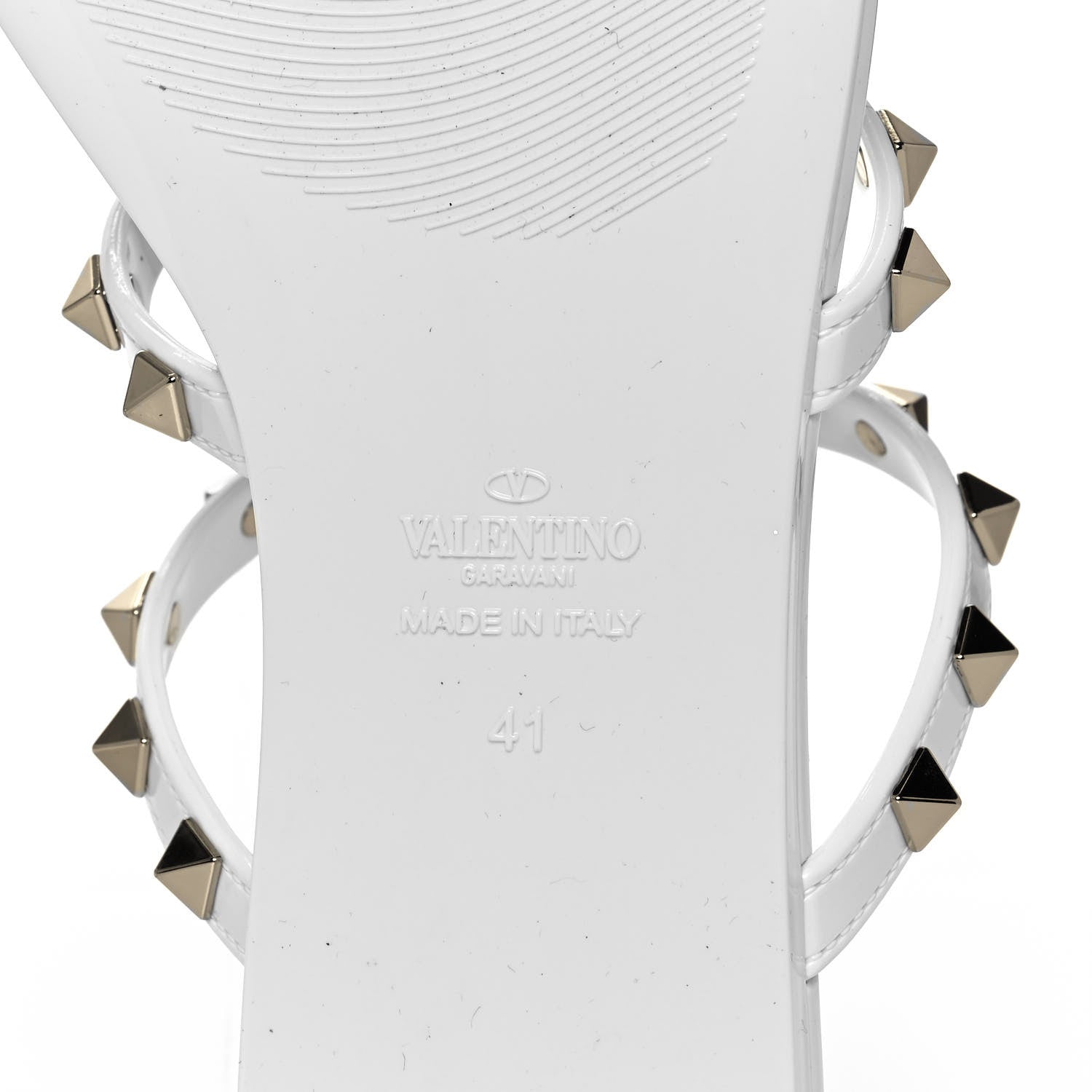 Valentino Garavani PVC Jelly Rockstud Caged Flat Thong Sandals 41 Optic White 5 of 8