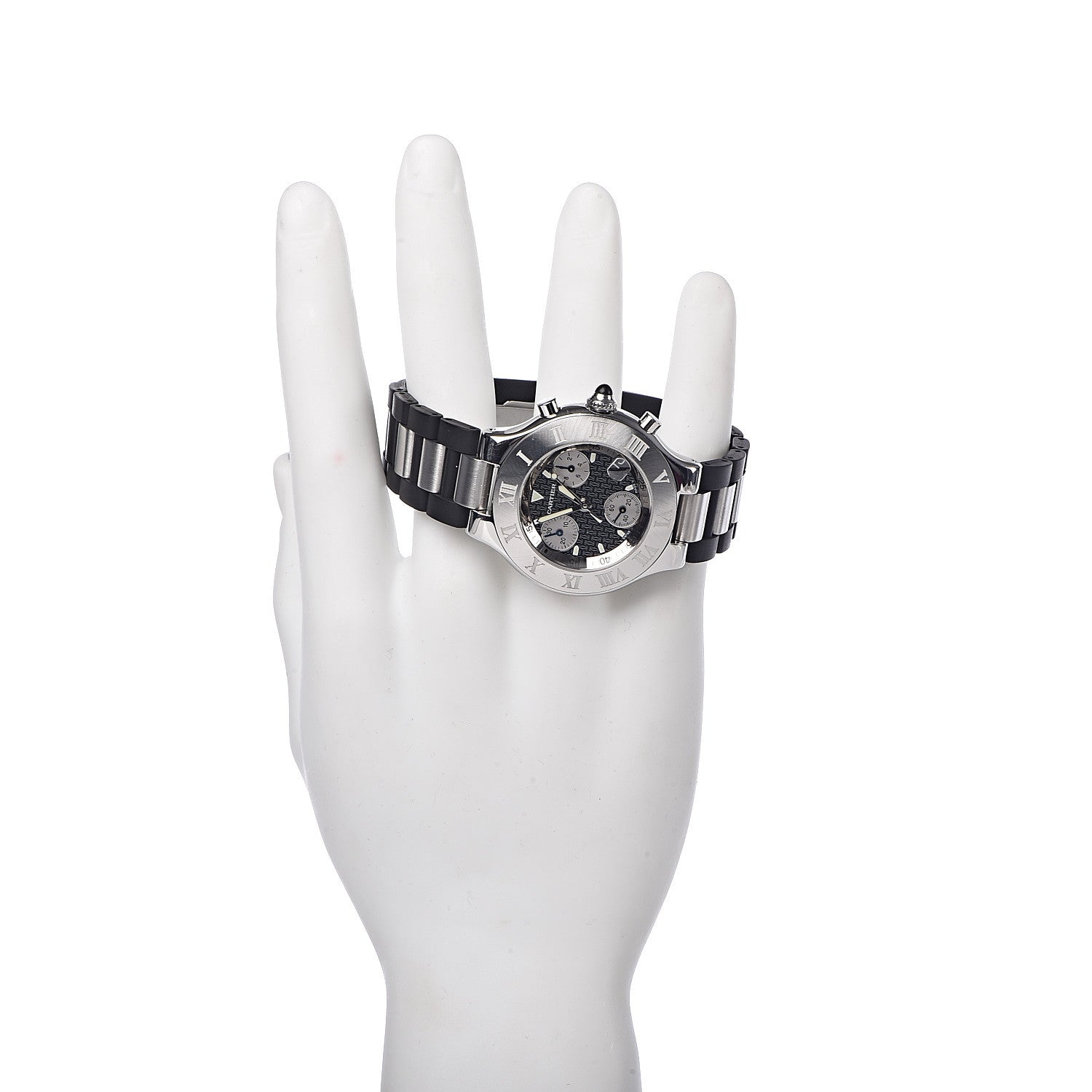 Cartier Stainless Steel Rubber 38mm Must 21 Chronoscaph Quartz Watch Black 2 of 8