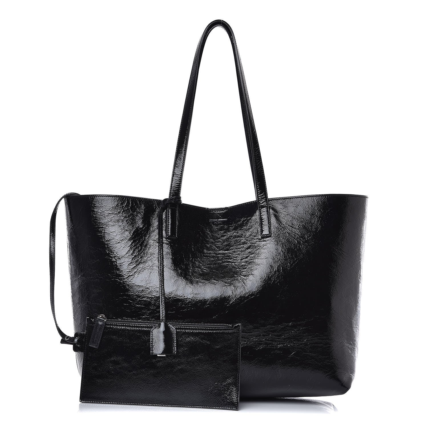 Saint Laurent Textured Patent Large Shopping Tote Black 3 of 12