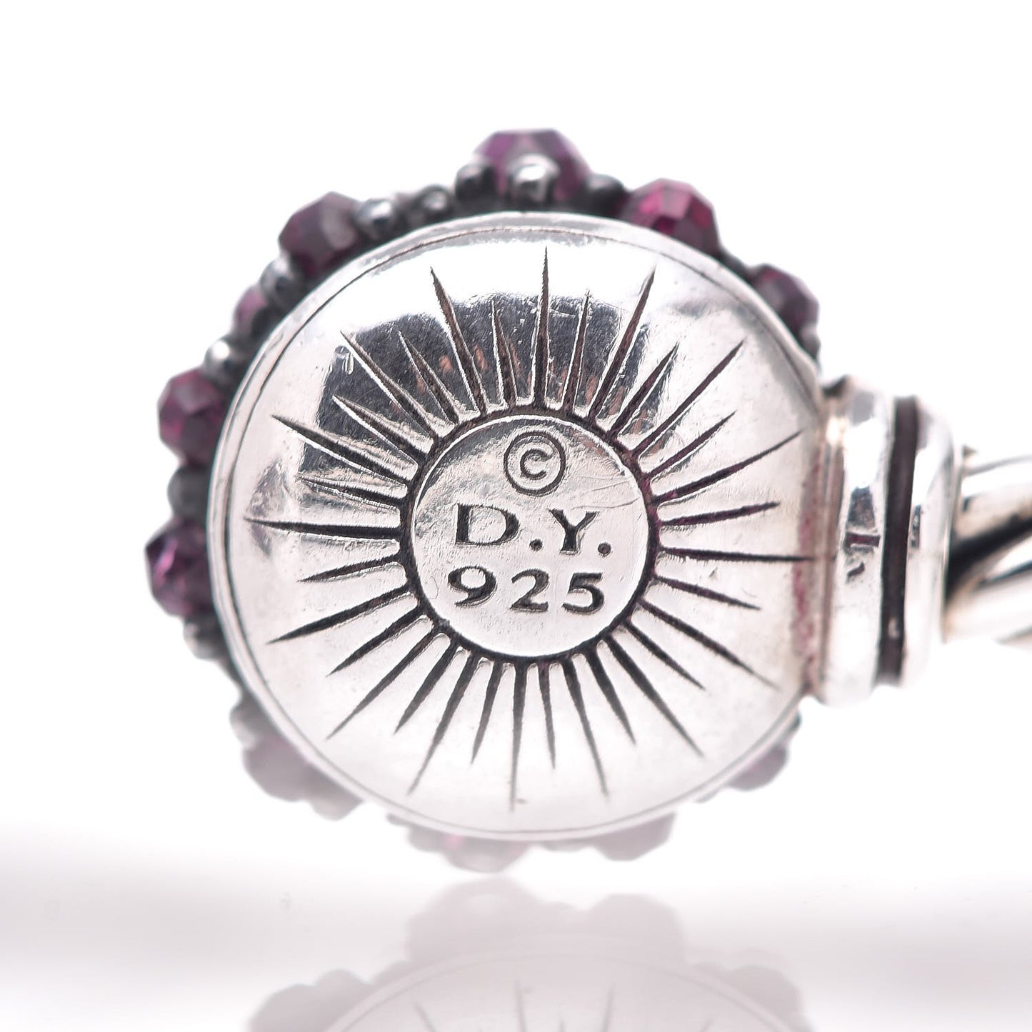Sterling Silver Garnet Berries Cable Bracelet