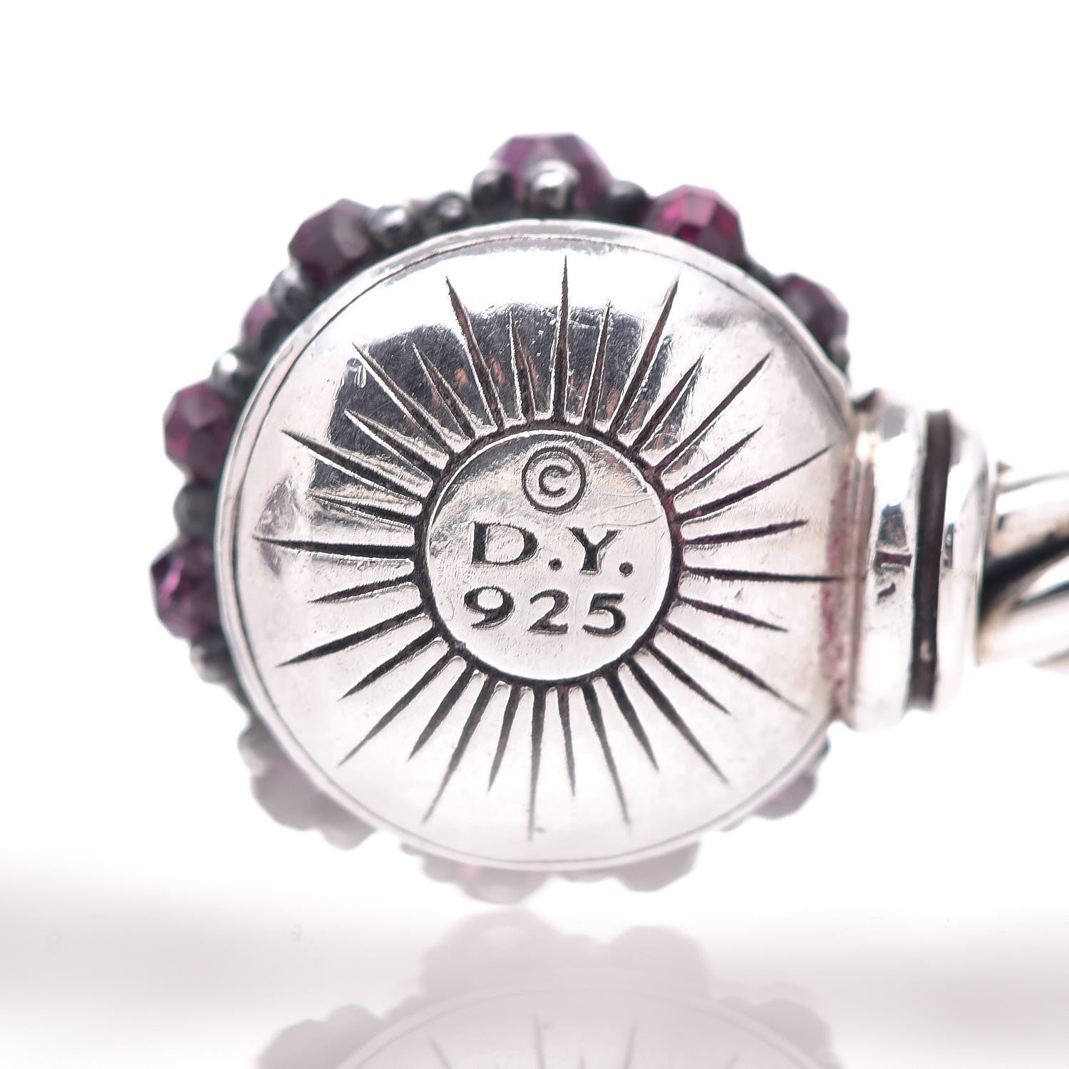 David Yurman Sterling Silver Garnet Berries Cable Bracelet 5 of 5