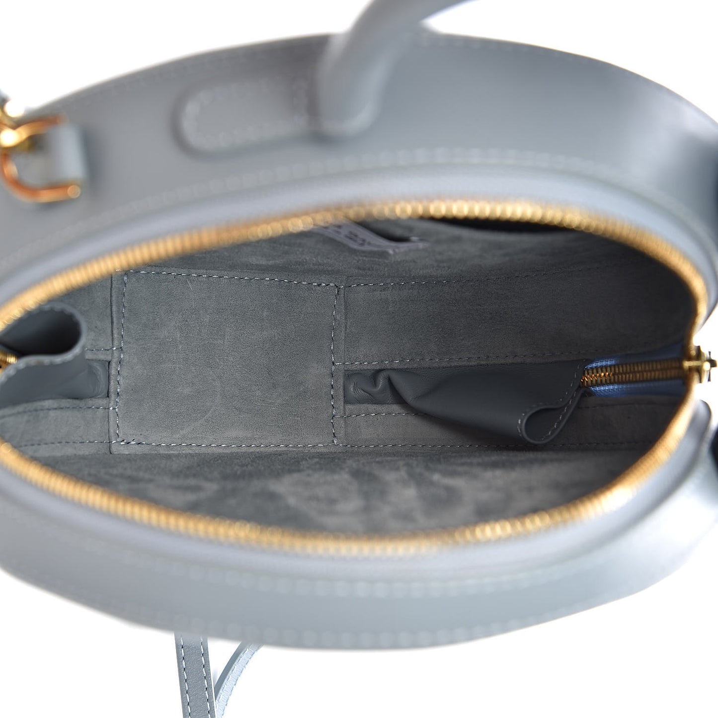 Calfskin Circle Crossbody Bag Grey Blue