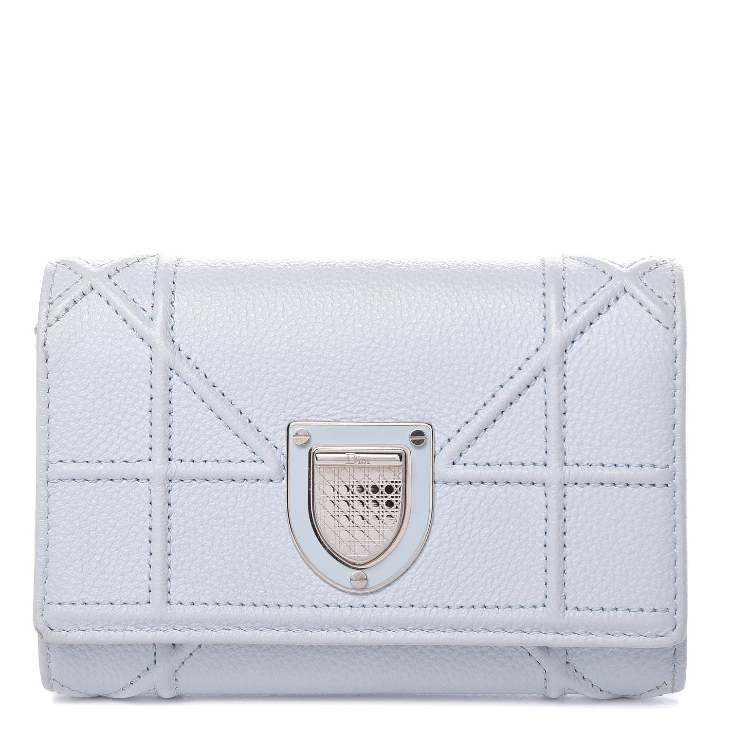 Christian Dior Grained Calfskin Cannage Diorama Elancee Wallet Sky Light 1 of 11