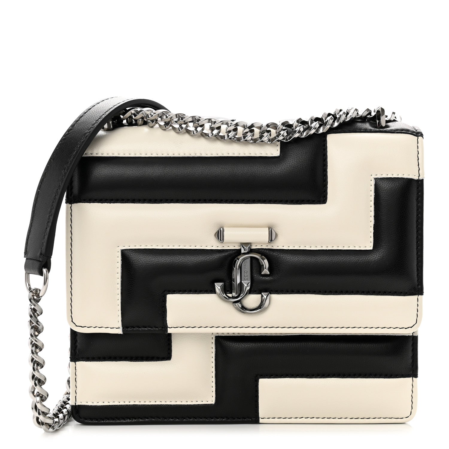 Jimmy Choo Nappa Quilted Avenue Quad Shoulder Bag White Black 1 of 9