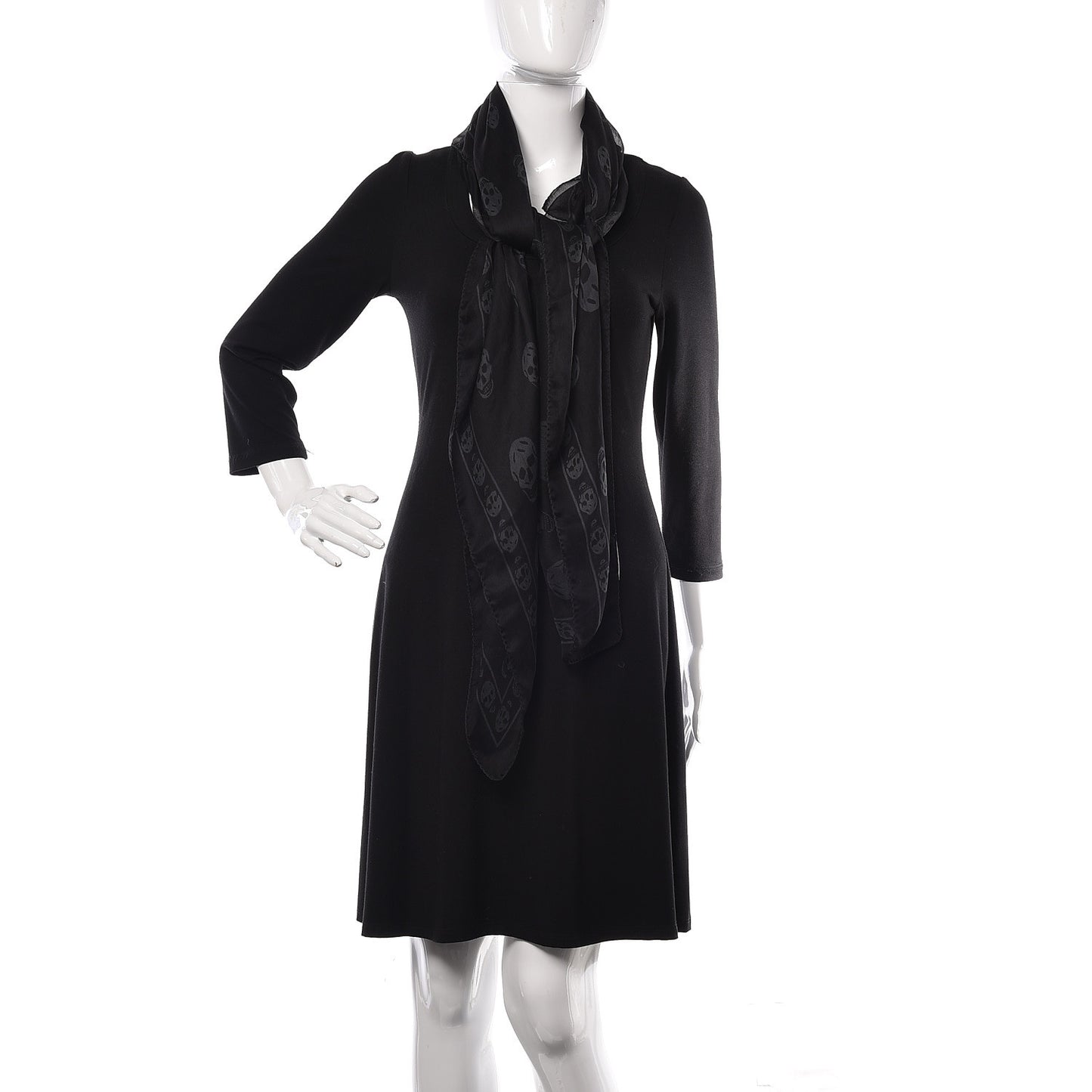 Silk Chiffon Skull Scarf Black Grey