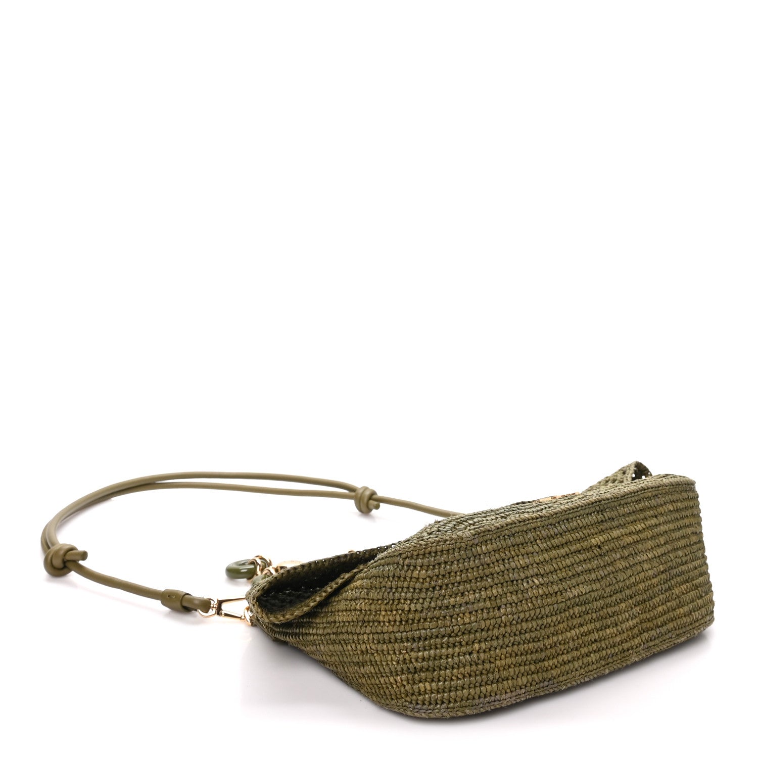 Loewe Raffia Calfskin Donut Chain Medium Ola Shoulder Bag Dark Khaki 4 of 9