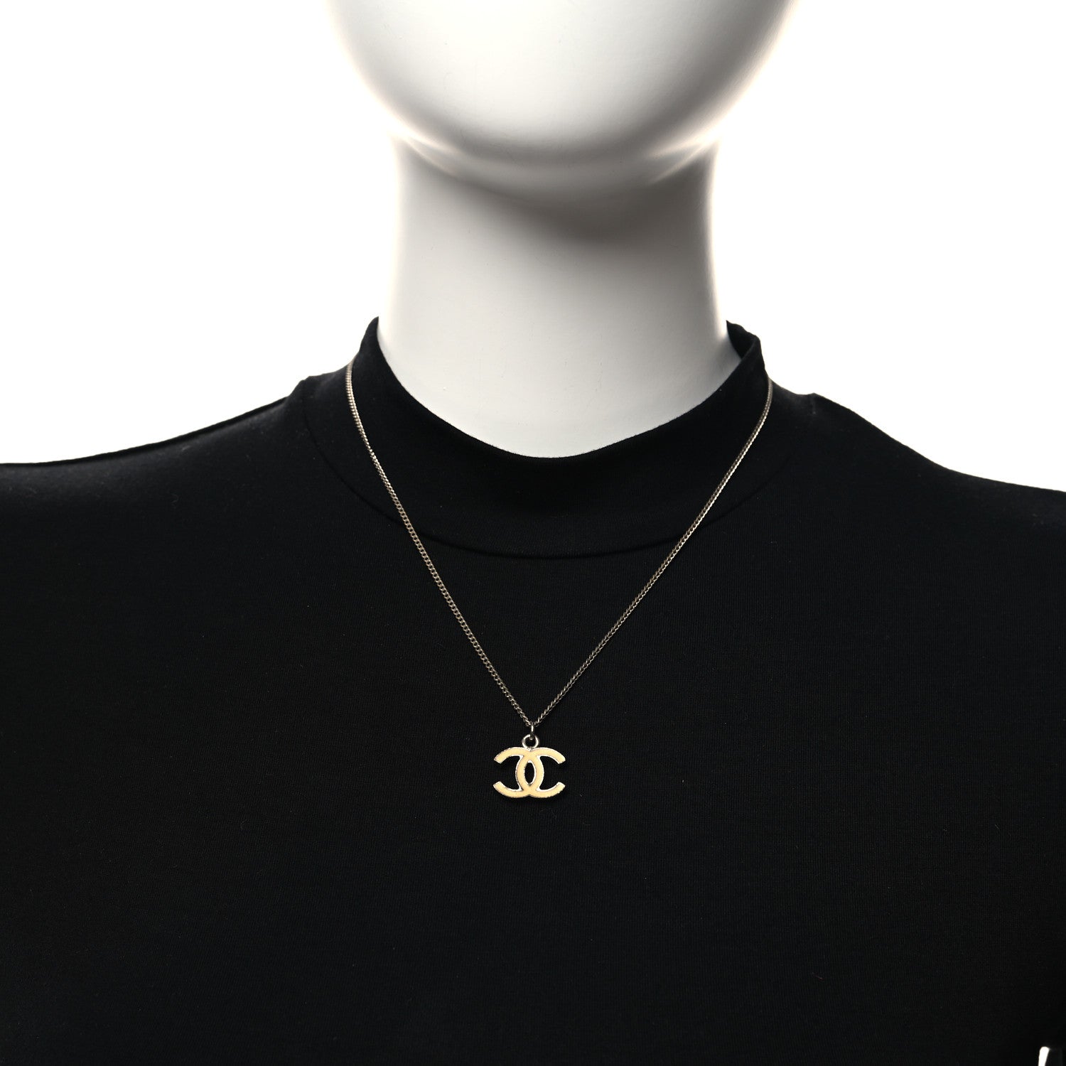 Chanel Resin CC Pendant Necklace Silver Gold 2 of 5