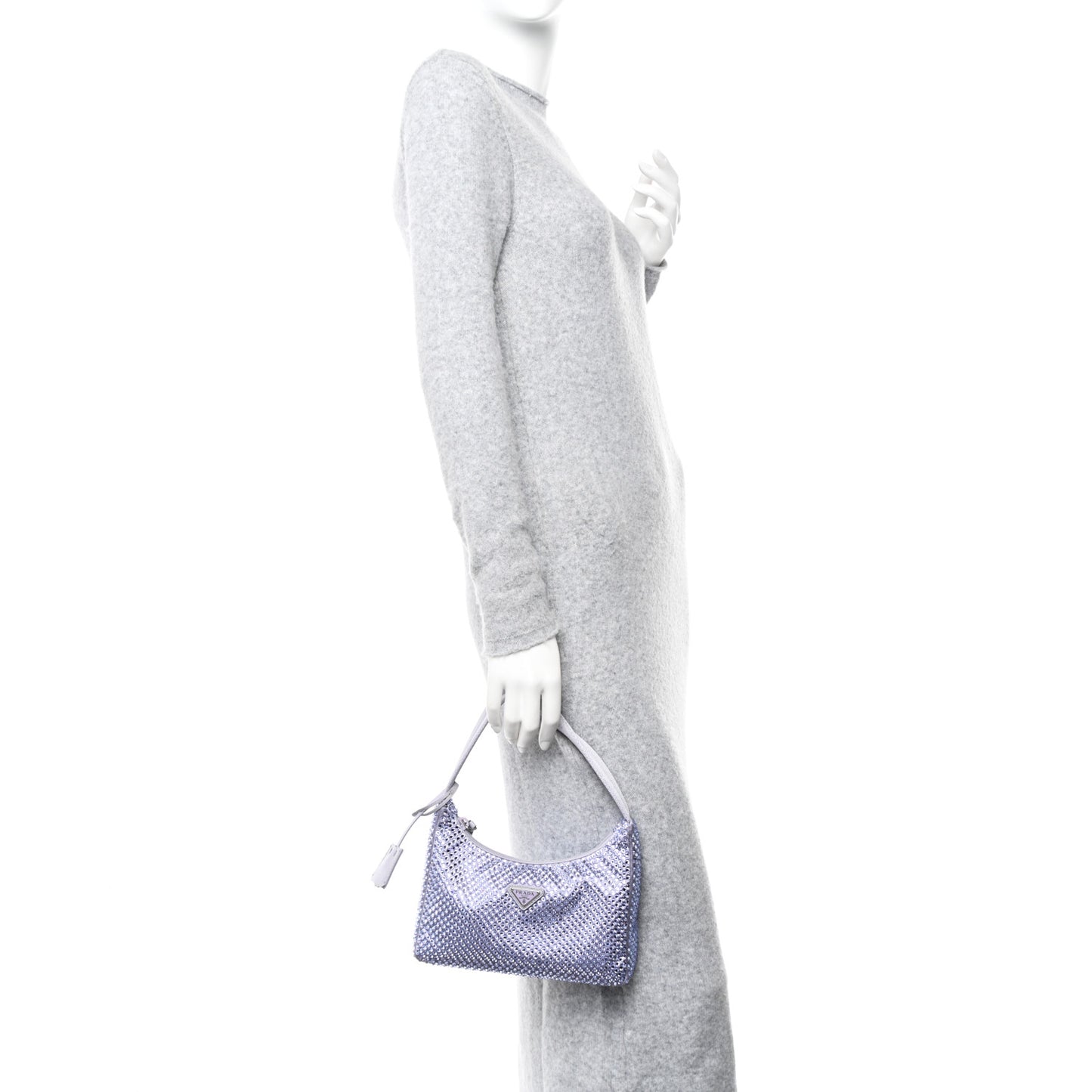 Satin Crystal Mini Re-Edition 2000 Bag Glicine