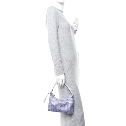 Prada Satin Crystal Mini Re-Edition 2000 Bag Glicine 2 of 11