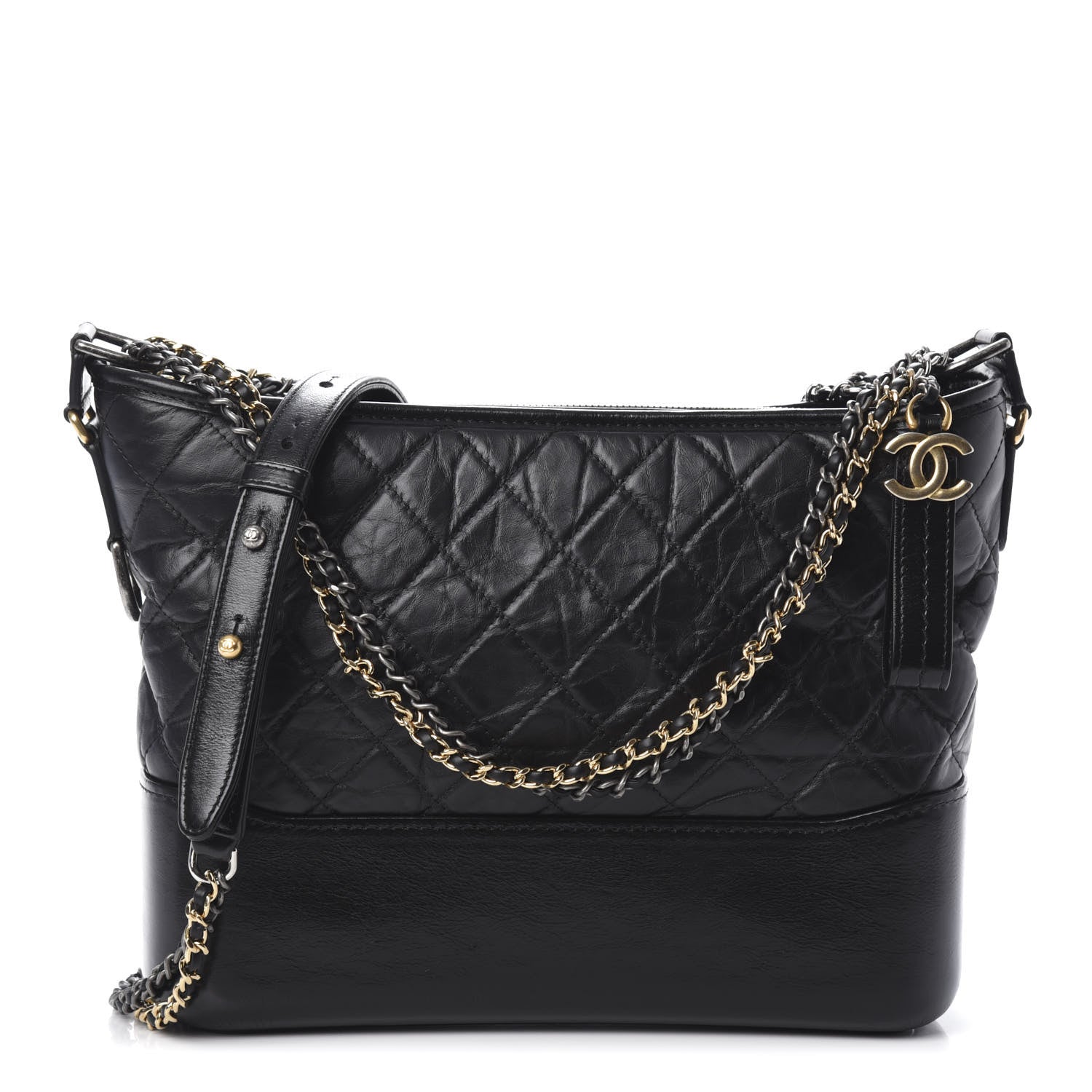 Chanel Aged Calfskin Quilted Medium Gabrielle Hobo Black 1 of 10
