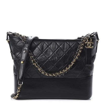 Chanel Aged Calfskin Quilted Medium Gabrielle Hobo Black 1 of 10