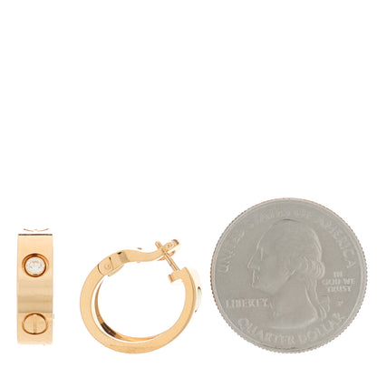 Cartier 18K Pink Gold 2 Diamond 5.5mm LOVE French Clip Hoop Earrings 2 of 6