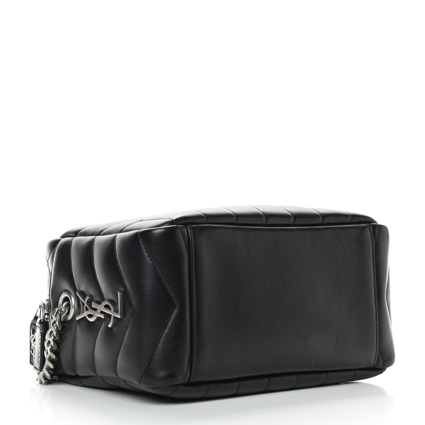 Calfskin Y Quilted Monogram Small Loulou Bowling Bag Black