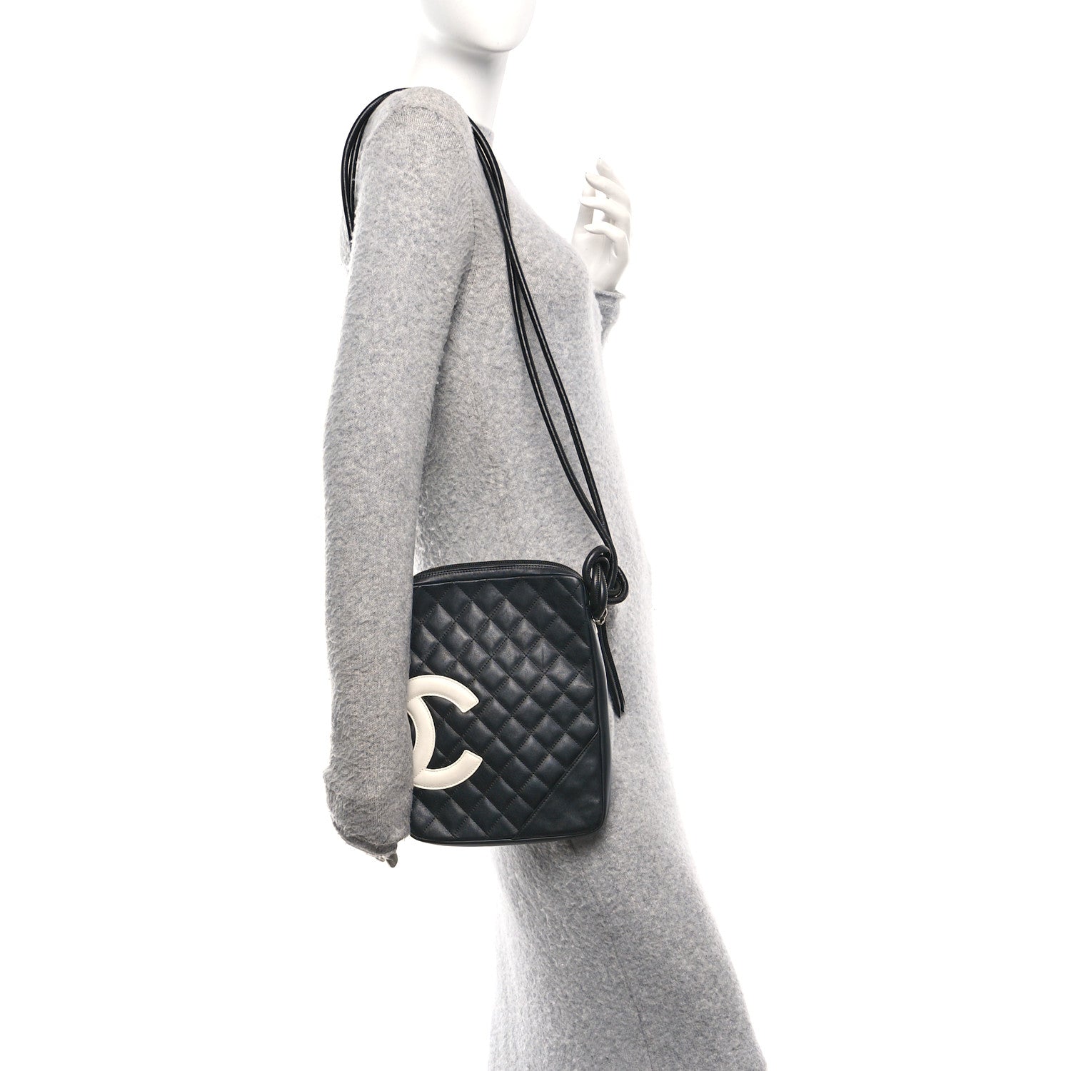 Chanel Calfskin Quilted Medium Cambon Messenger Black White 2 of 10