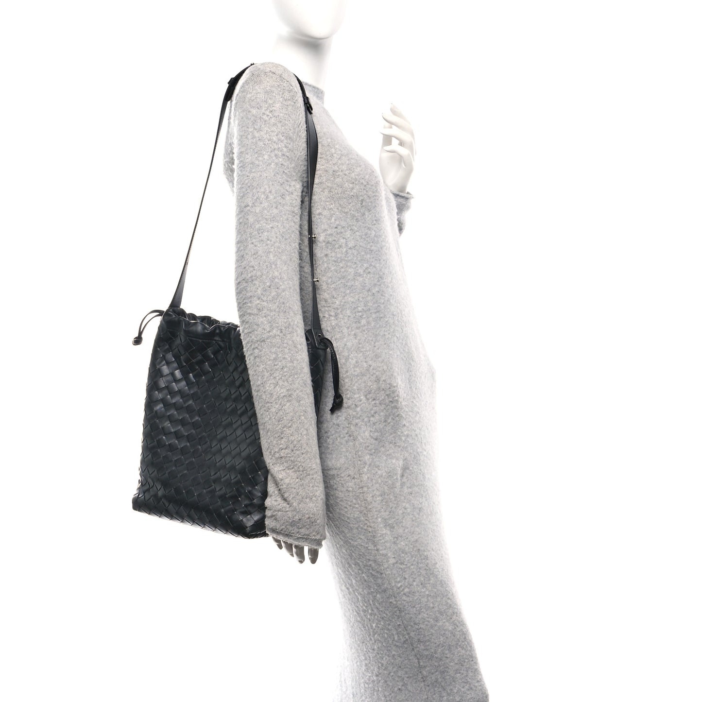 Nappa Intrecciato Biblioteca Bucket Bag Black