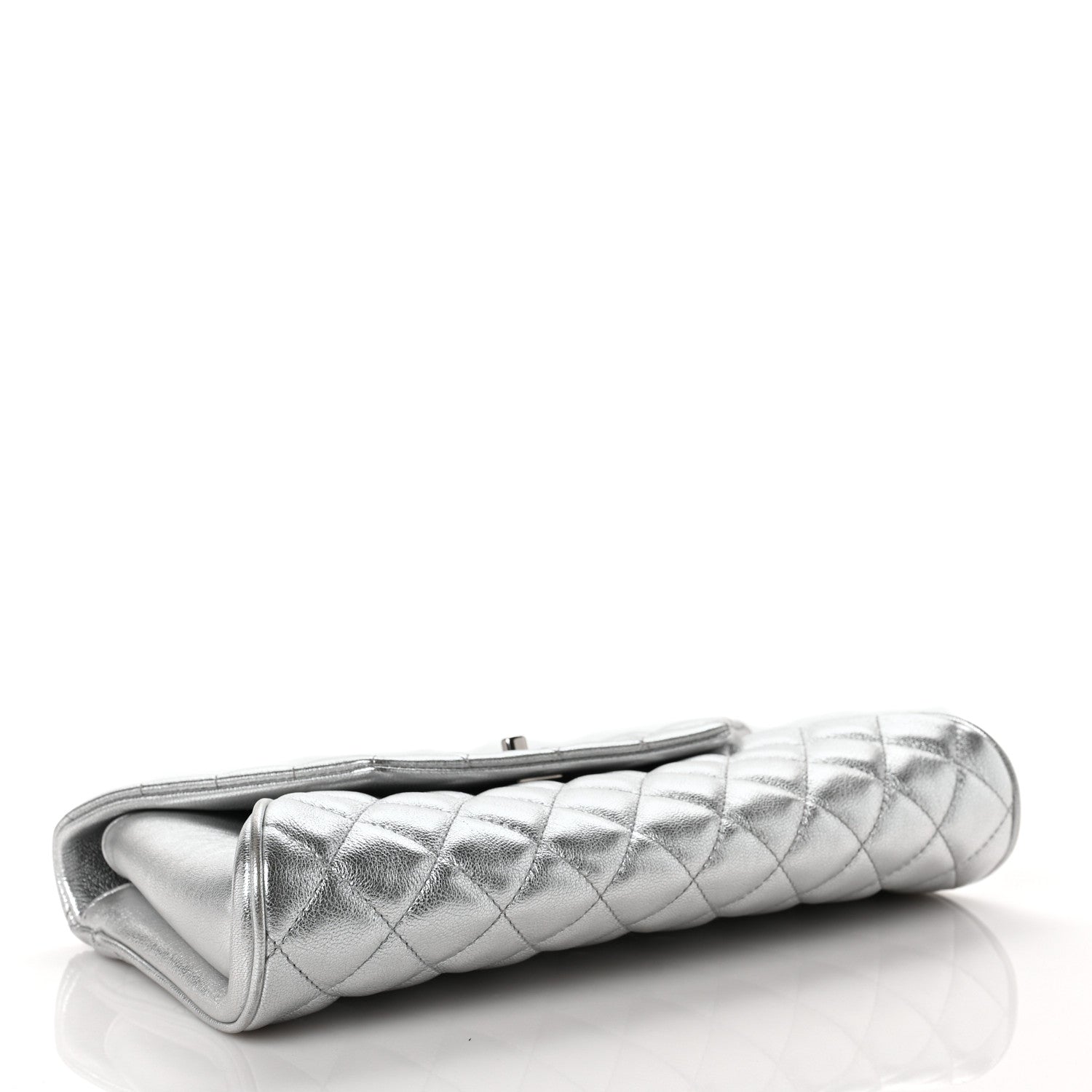 Chanel Metallic Calfskin Quilted Fold Up Again Clutch Silver 4 of 9