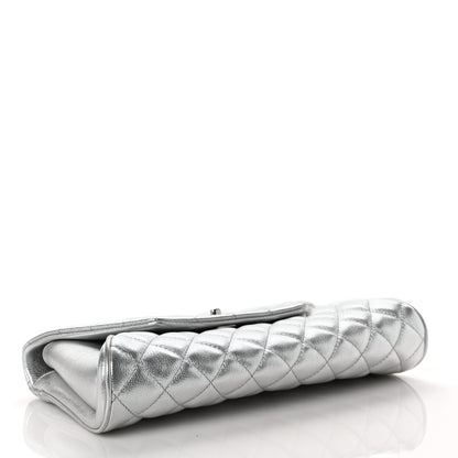 Chanel Metallic Calfskin Quilted Fold Up Again Clutch Silver 4 of 9