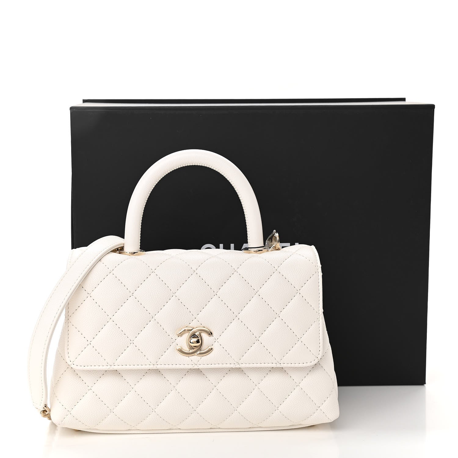 Chanel Caviar Quilted Mini Coco Handle Flap White 15 of 15