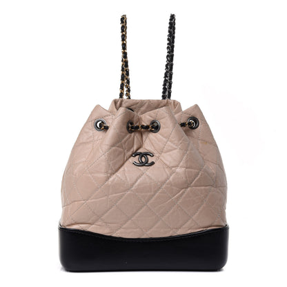 Chanel Aged Calfskin Quilted Small Gabrielle Backpack Beige Black 1 of 4