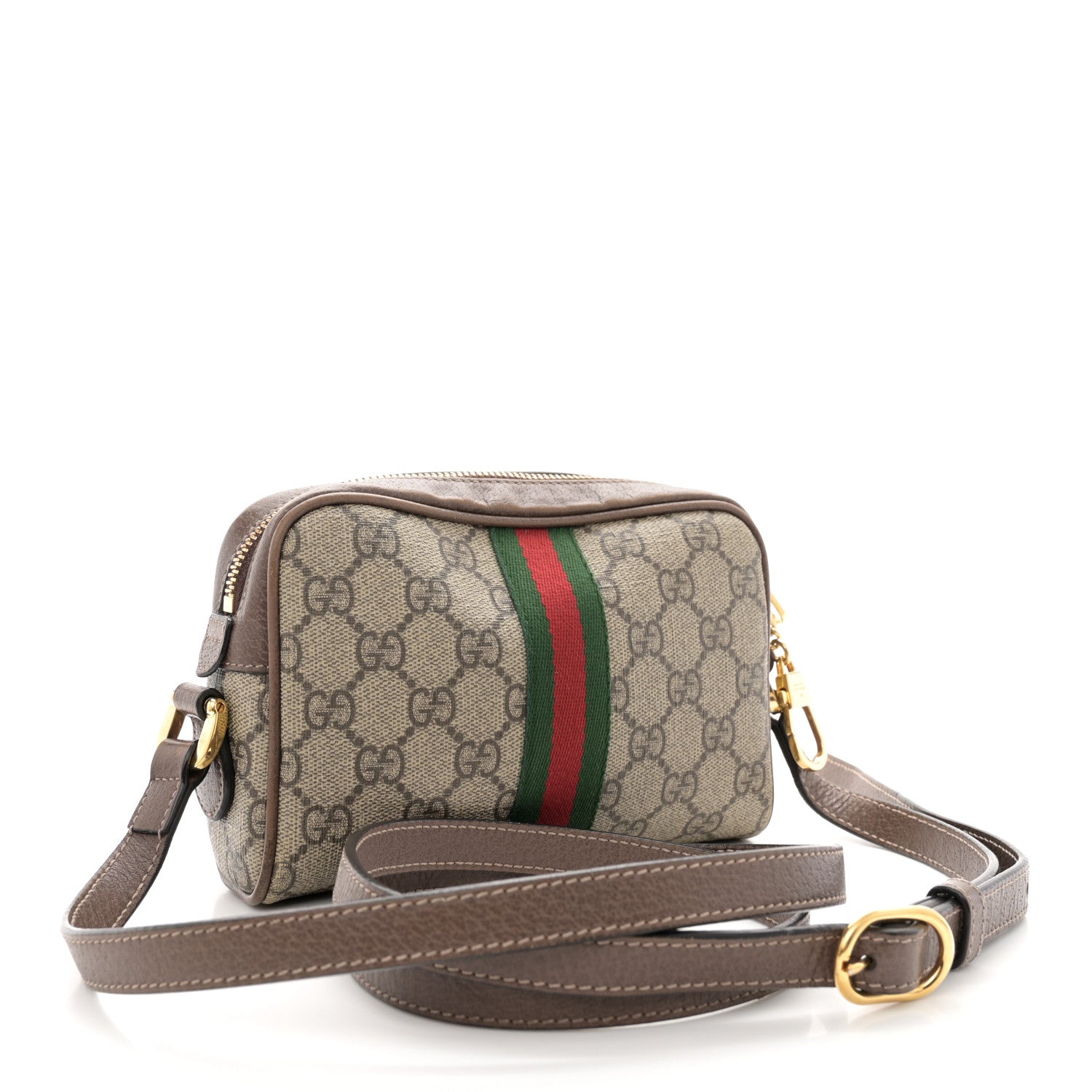 Gucci GG Supreme Monogram Web Mini Ophidia Shoulder Bag Brown 3 of 19