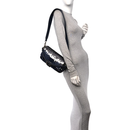 Fendi Sequin Paillettes Sfumate Vitello Grace Baguette Midnight 2 of 10