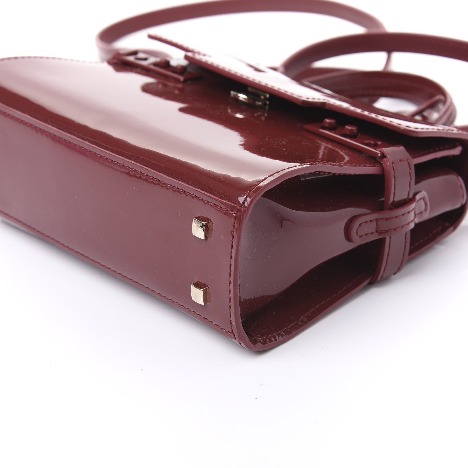 Delvaux Patent Calfskin Micro Tempete Satchel Red 9 of 9