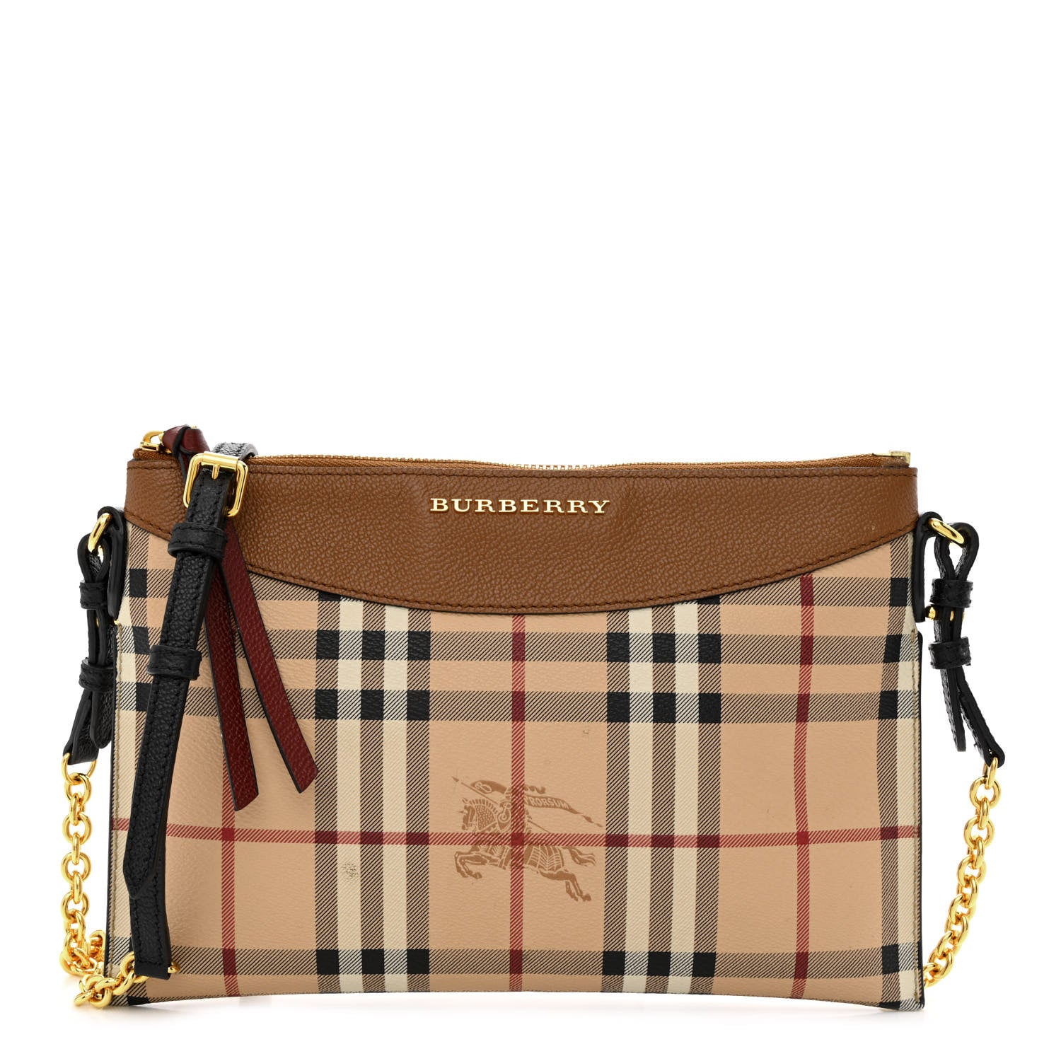 Burberry Haymarket Check Peyton Crossbody Clutch Bag Toffee 1 of 17