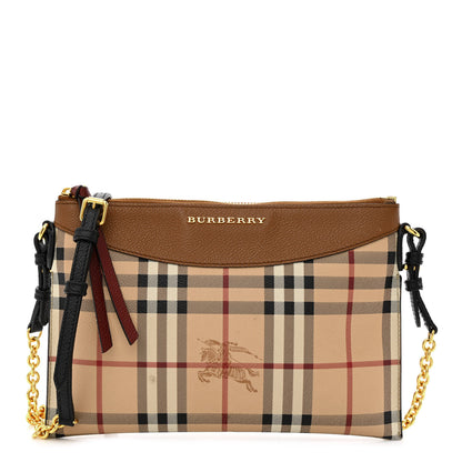 Burberry Haymarket Check Peyton Crossbody Clutch Bag Toffee 1 of 17
