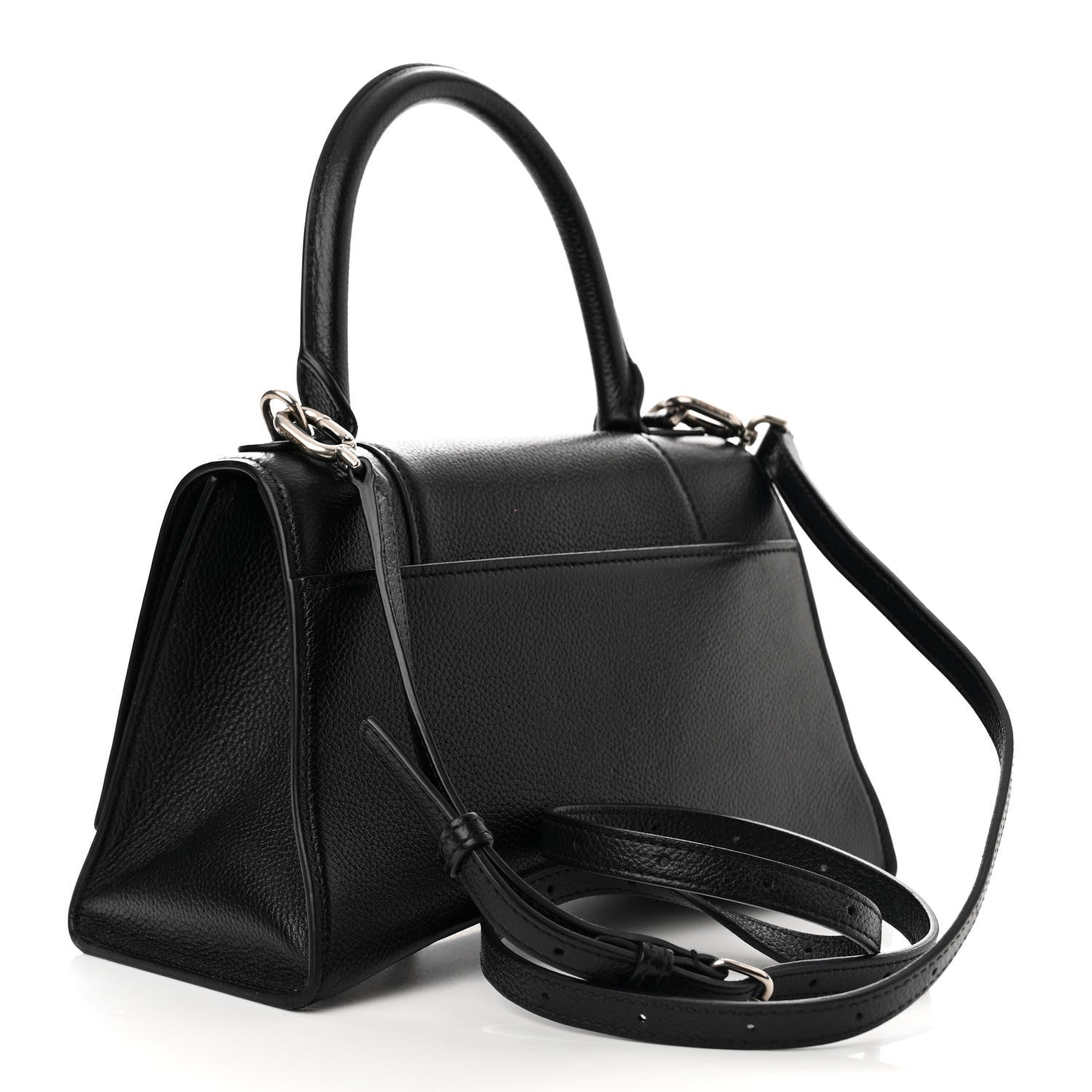 Balenciaga Grained Calfskin Small Hourglass Top Handle Bag Black 3 of 11