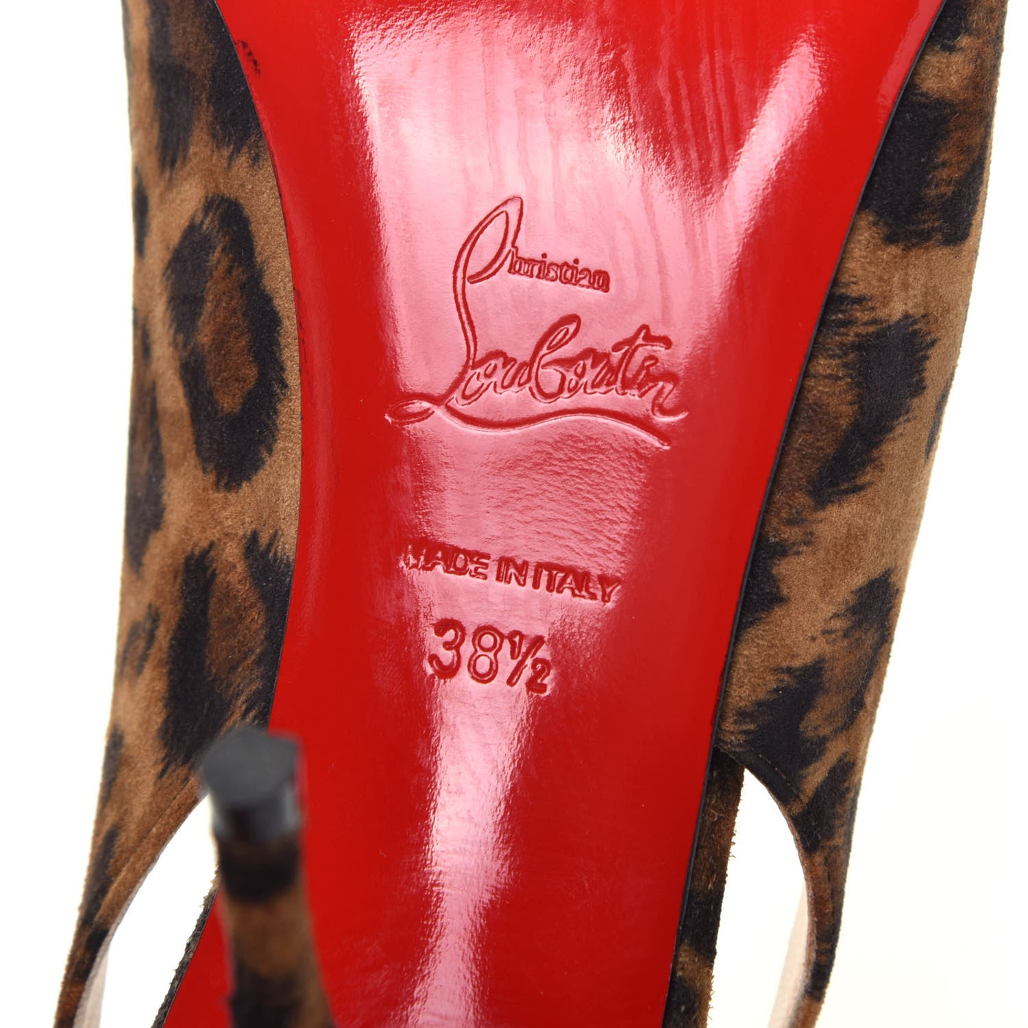 Christian Louboutin Veau Velours Leopard Clare Sling 80 Pumps 38.5 Caramel 8 of 8