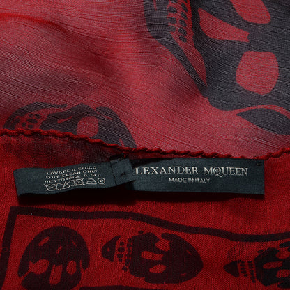 Alexander McQueen Silk Chiffon Skull Scarf Red 4 of 6