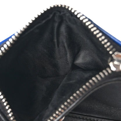 Saint Laurent Patent Grain De Poudre Matelasse Chevron Monogram Zipped Two-Part Wallet Royal Blue 6 of 10