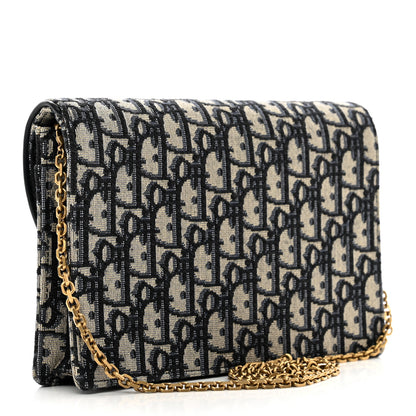 Christian Dior Oblique Saddle Chain Pouch Blue 3 of 10