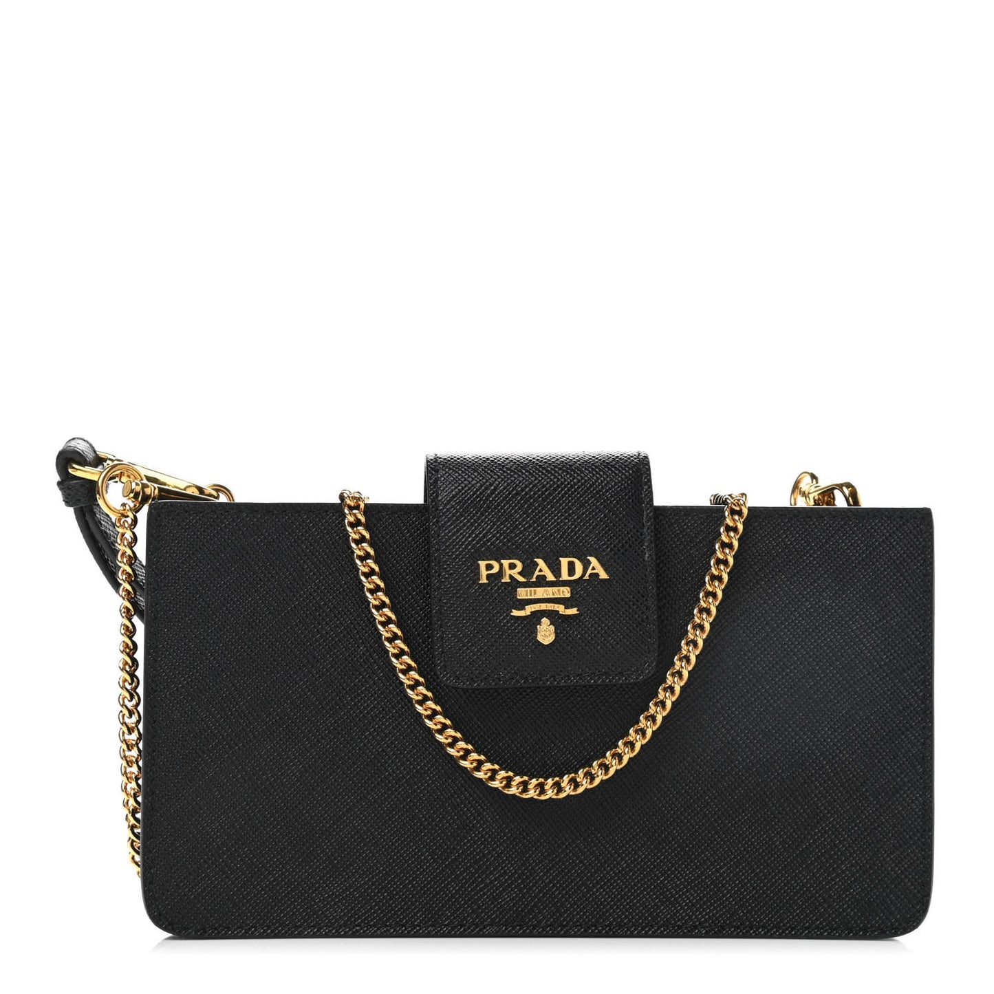 Saffiano Mini Chain Wallet Black