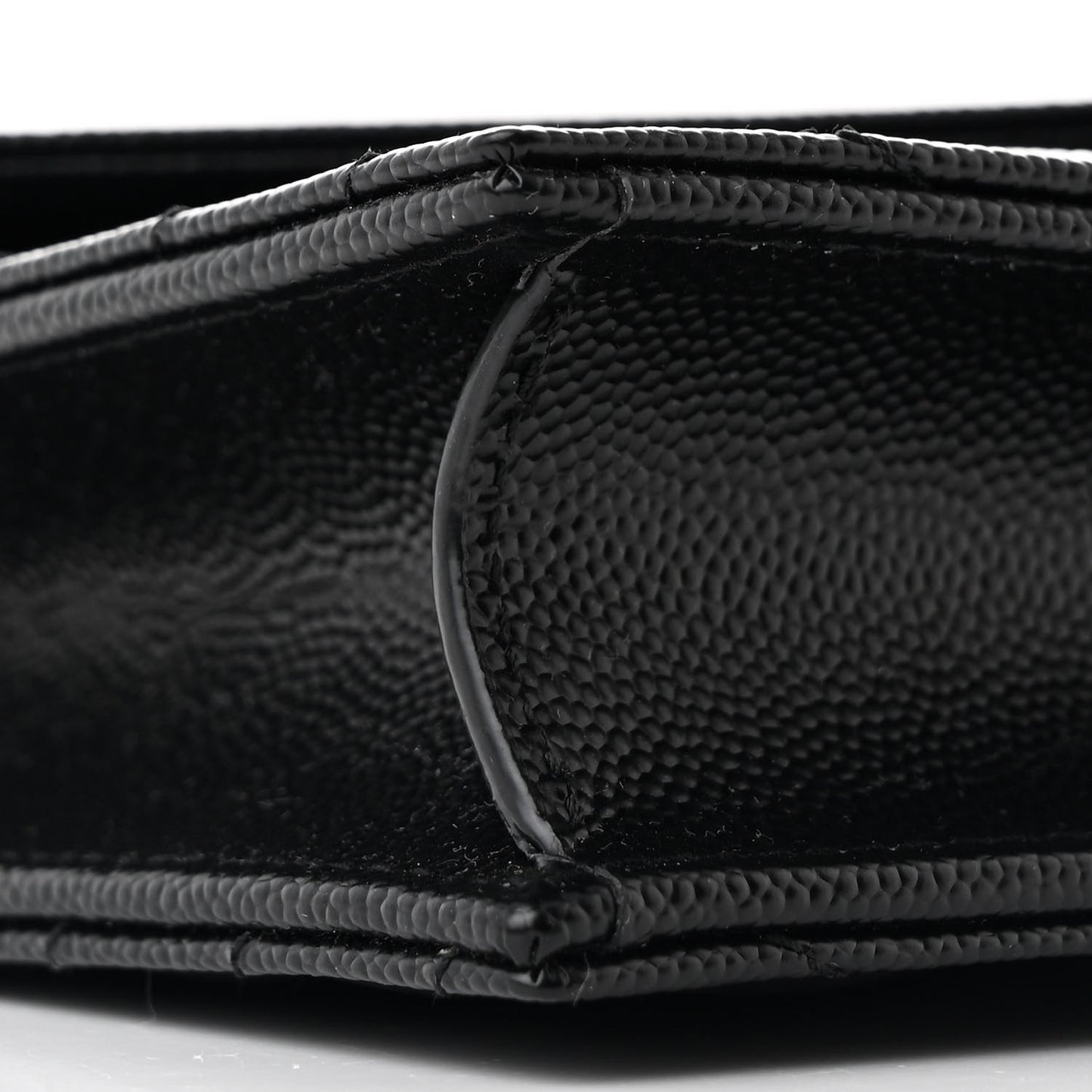 Grain De Poudre Matelasse Chevron Monogram Envelope Chain Wallet Black