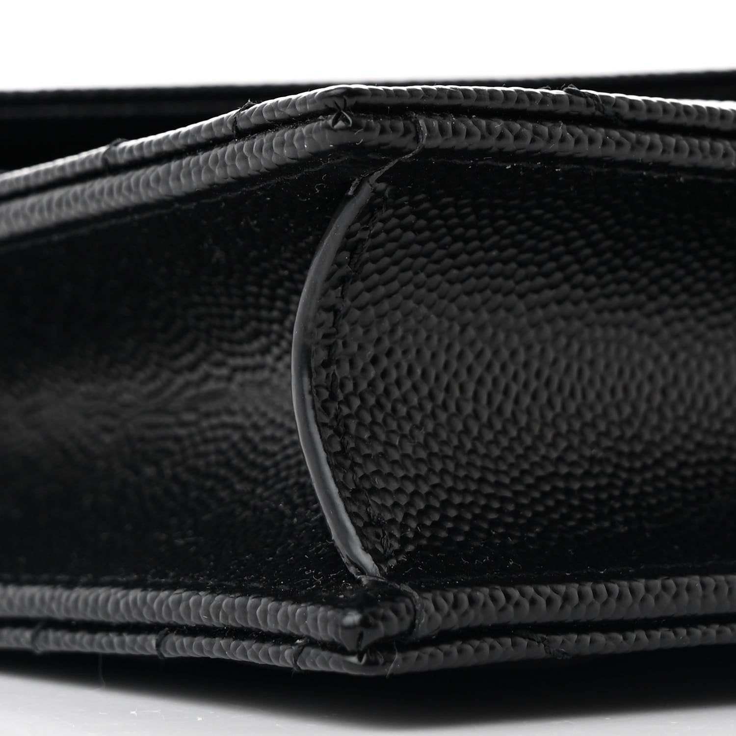 Saint Laurent Grain De Poudre Matelasse Chevron Monogram Envelope Chain Wallet Black 10 of 11