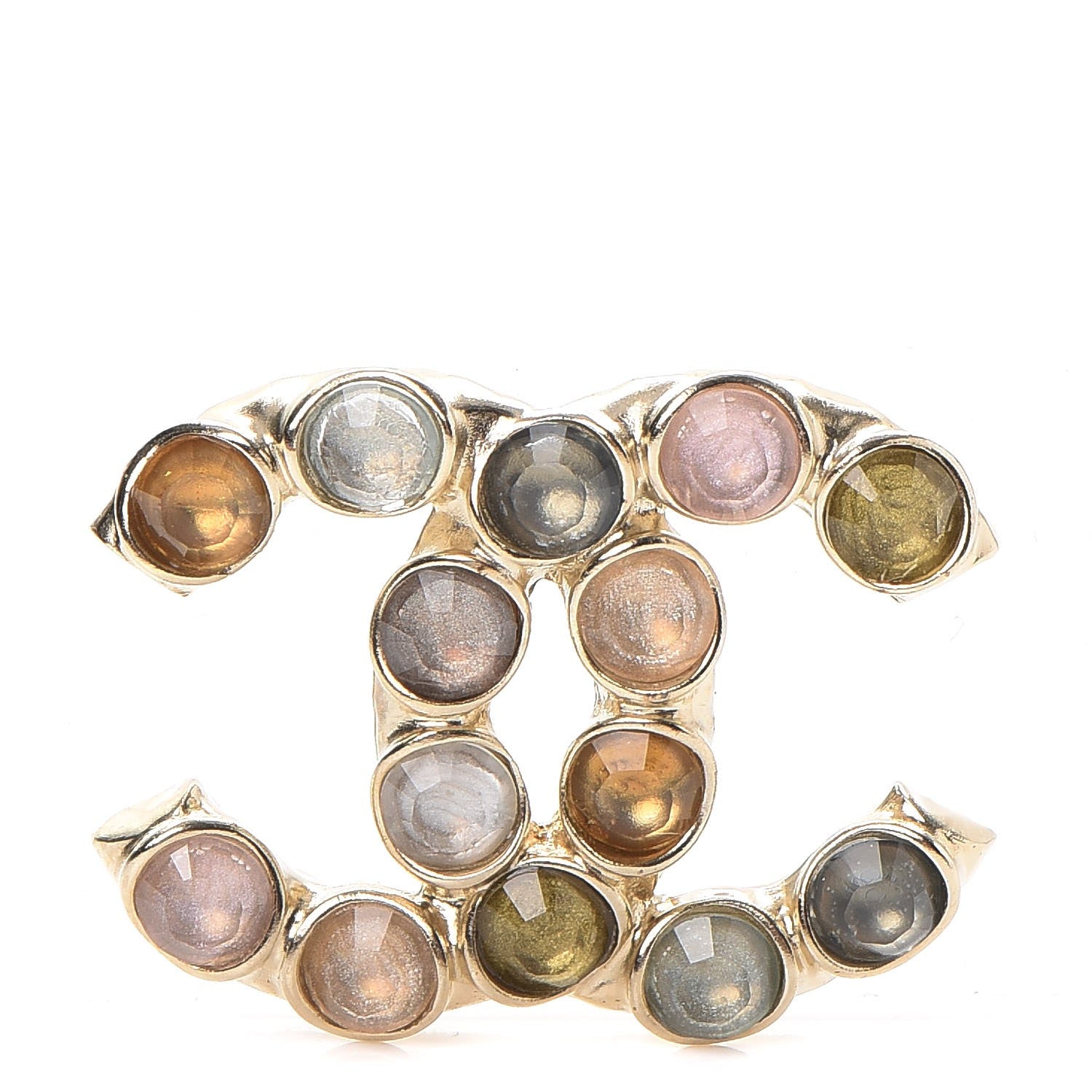 Chanel Resin CC Brooch Gold 1 of 5