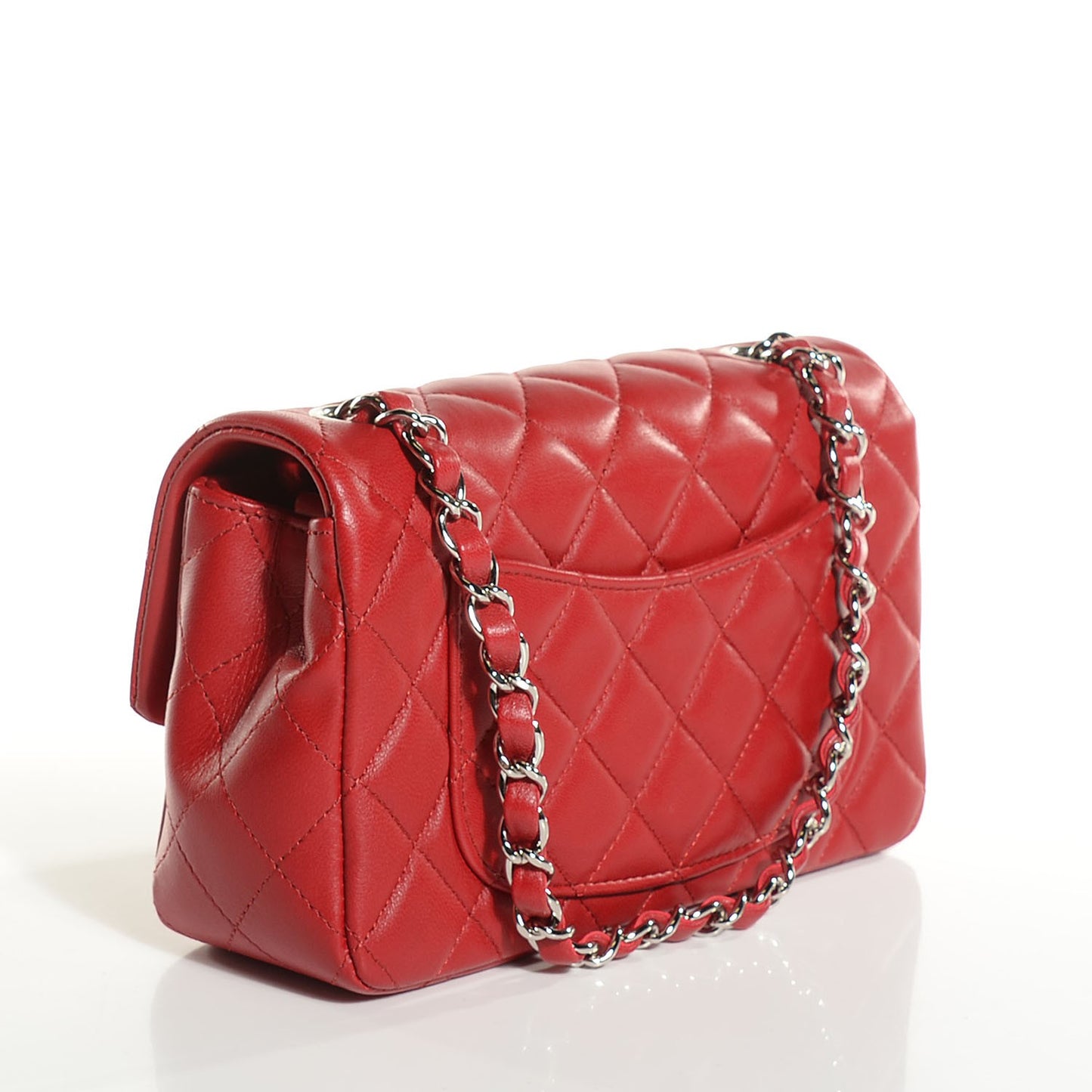 Lambskin Quilted Mini Rectangular Flap Red