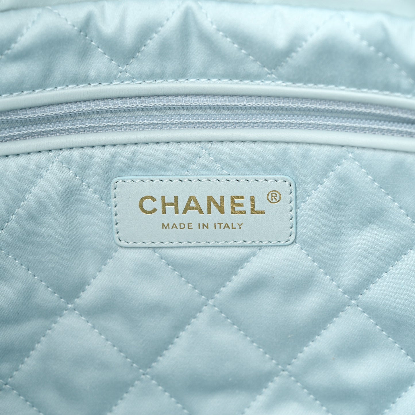 Shiny Calfskin Quilted Small Chanel 22 Light Blue