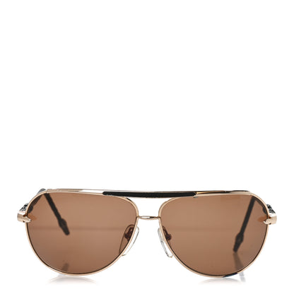 Chrome Hearts Calfskin Aviator Muncher Sunglasses Gold 2 of 7