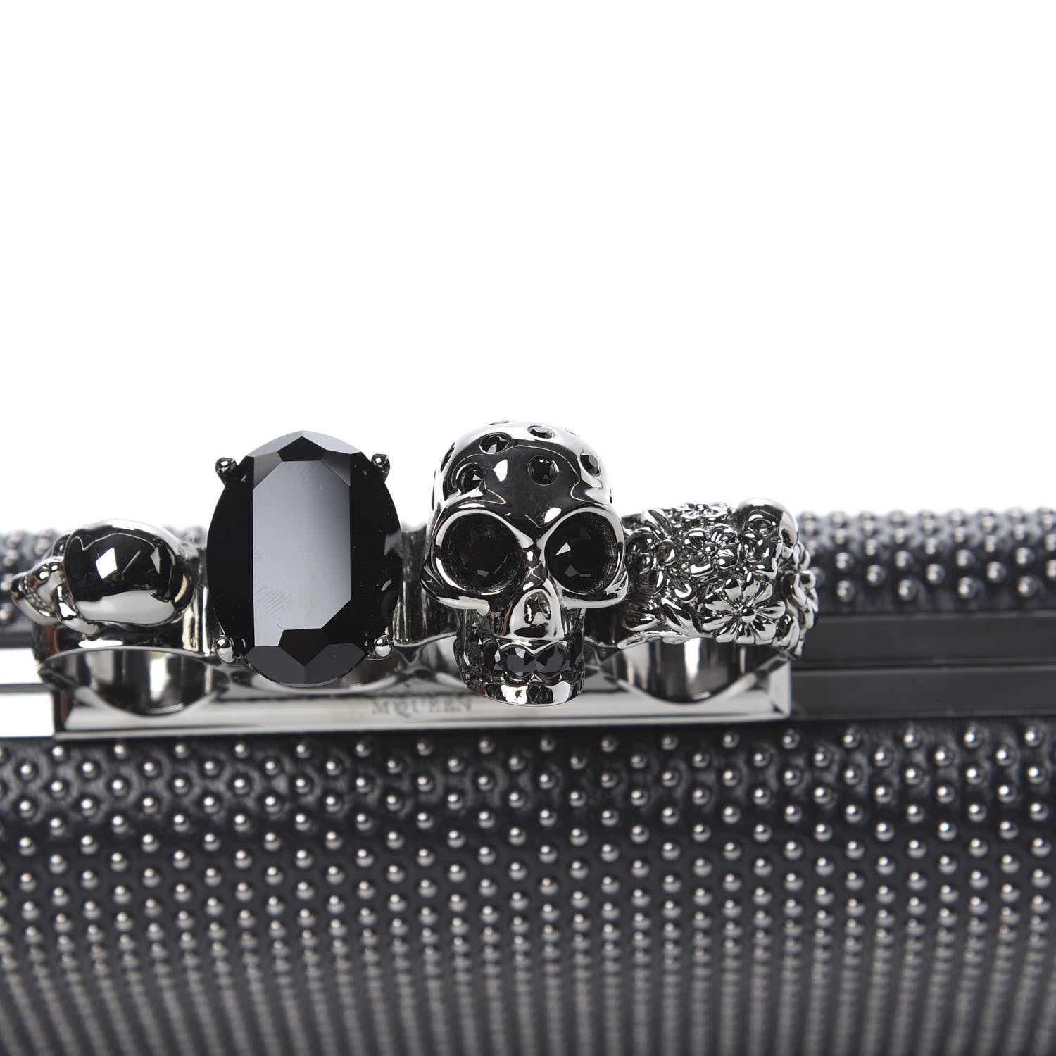 Alexander McQueen Nappa Studded Skull Knuckle Box Clutch Black 9 of 9