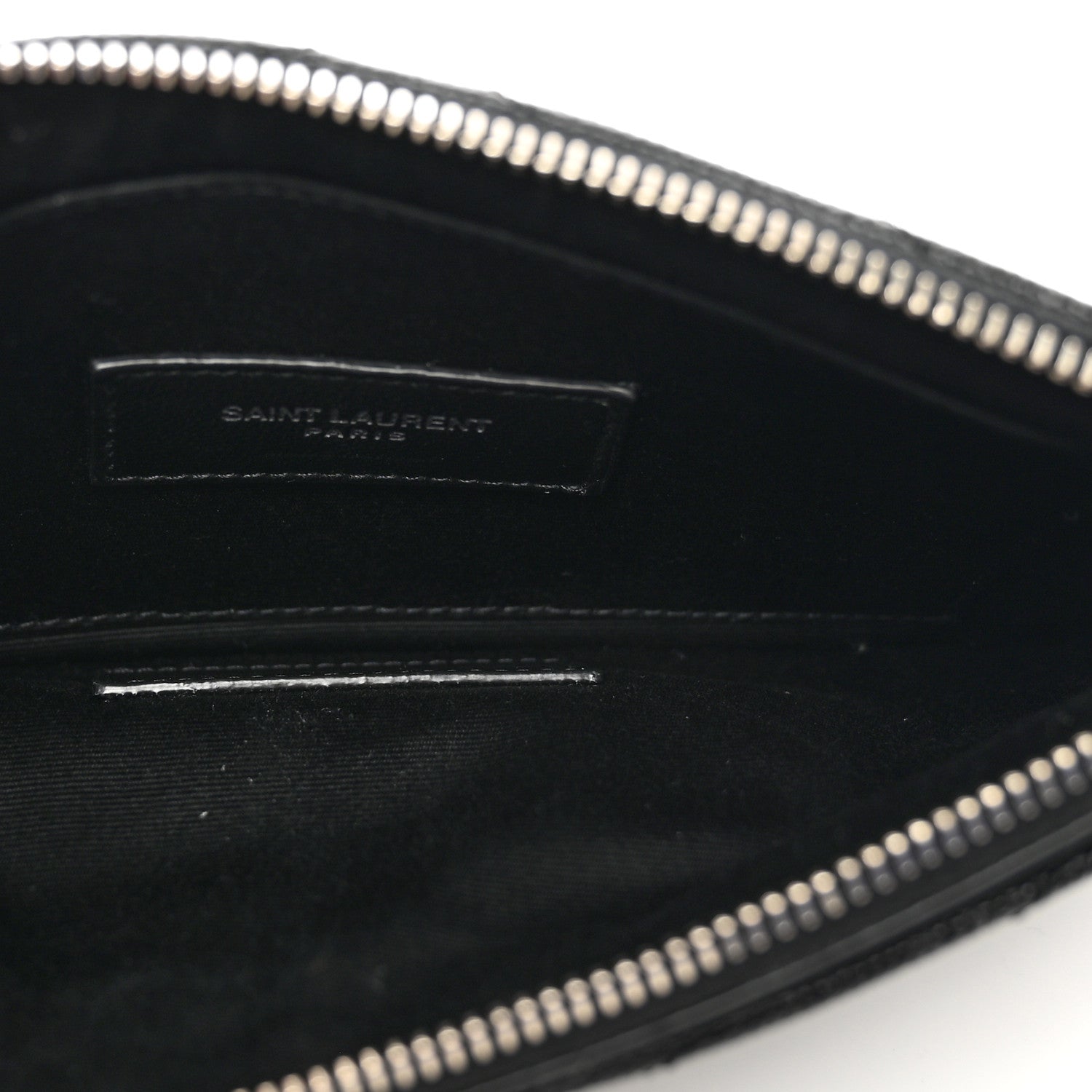 Saint Laurent Grain De Poudre Chevron Monogram Bill Pouch Black 5 of 8