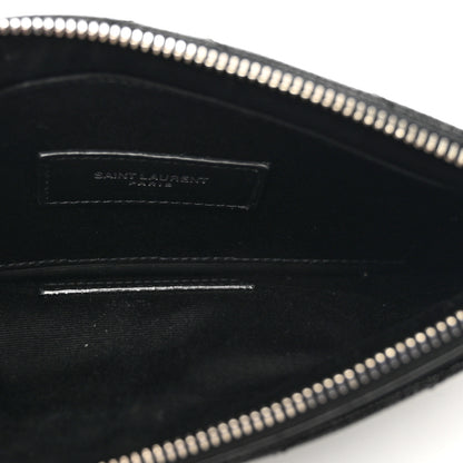 Saint Laurent Grain De Poudre Chevron Monogram Bill Pouch Black 5 of 8