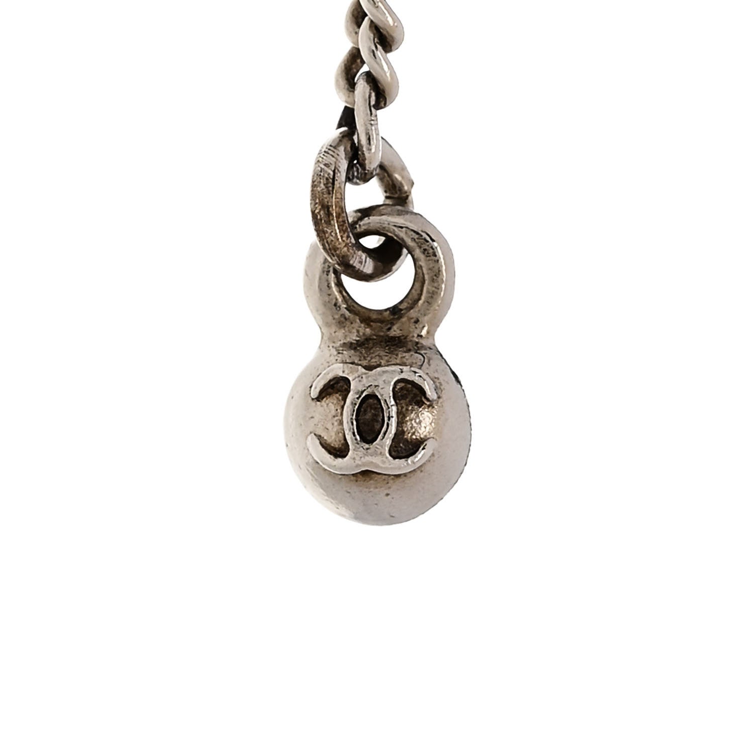 Chanel Baguette Crystal CC Drop Earrings Silver 4 of 5