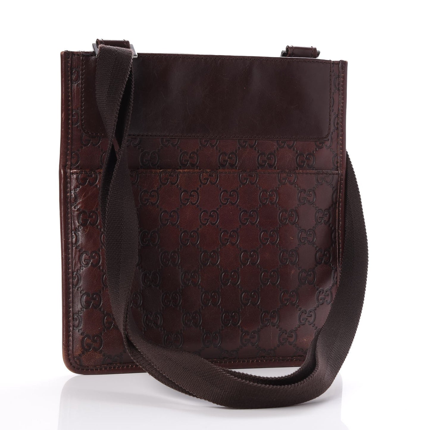 Guccissima Medium Flat Messenger Bag Dark Brown