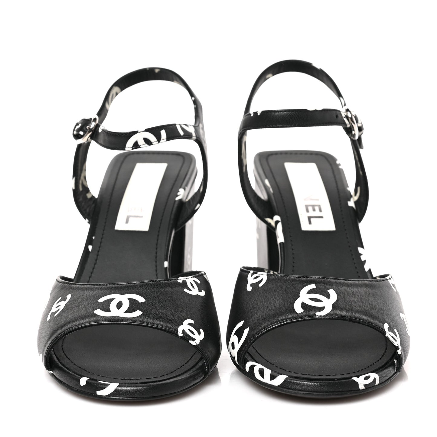 Lambskin Printed Coco Beach Sandals 38 Black White