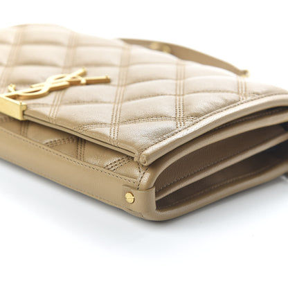 Saint Laurent Lambskin Diamond Quilted Becky Chain Wallet Gold Sand 7 of 10