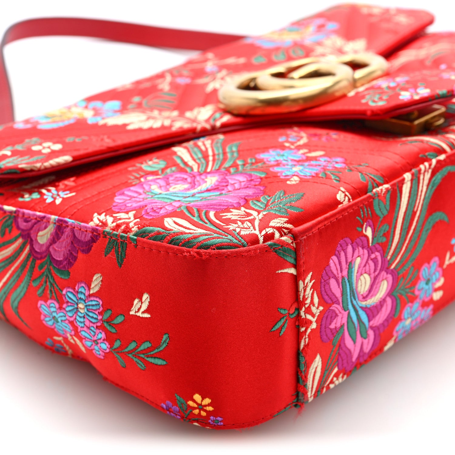 Gucci Jacquard Matelasse Floral Medium GG Marmont Shoulder Bag Red 9 of 10