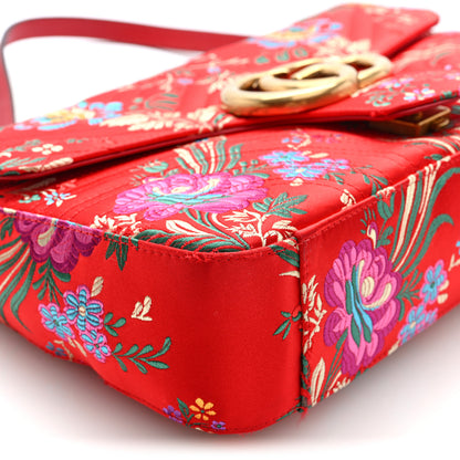 Gucci Jacquard Matelasse Floral Medium GG Marmont Shoulder Bag Red 9 of 10