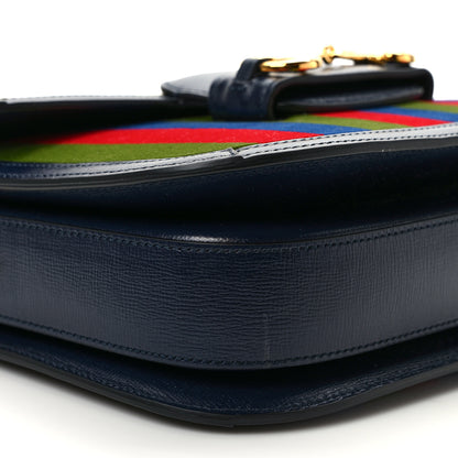 Gucci Velvet Azalea Calfskin Baiadera Stripe Horsebit 1955 Shoulder Bag Multicolor 8 of 10
